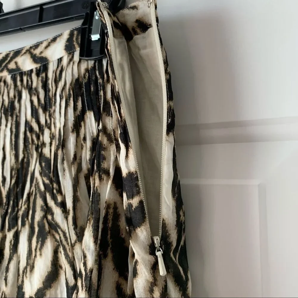 Talbots Brown Cream Animal Print Pleated Mini Skirt 6 Petite